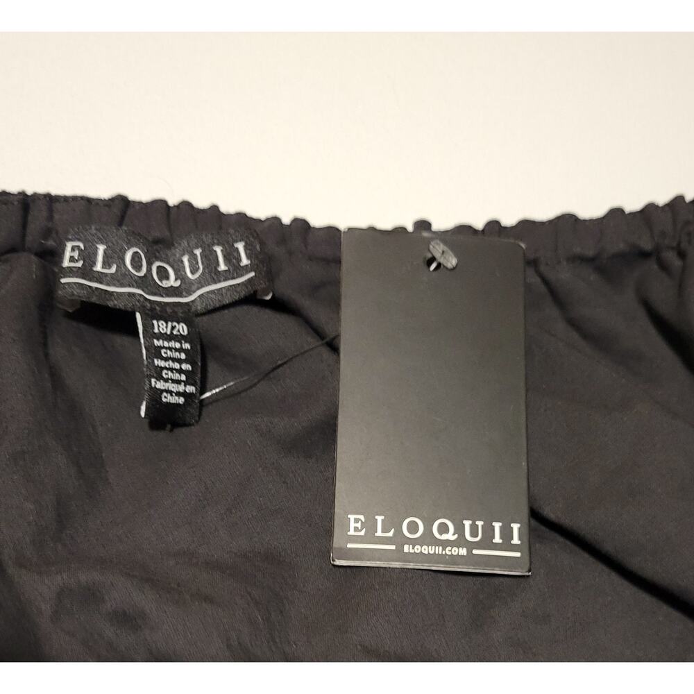 Eloquii Asymetric Bubble Crop Top in Black - Women's 18 - Picture 2 of 4